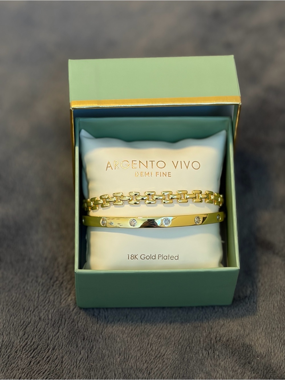 ARGENTO VIVO 18K Gold-Plated Bracelet Set with Cubic Zirconia